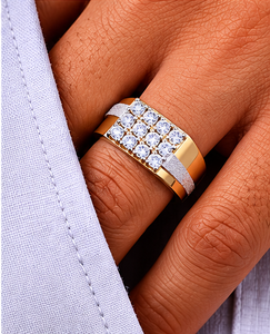 Men’s Lab Grown Diamond <b>Ring</b> | Square Cluster Diamond Gents <b>Ring</b> | Luxury <b>Statement</b> <b>Ring</b> for Men| Daily Use <b>Ring</b> - Product Image 1