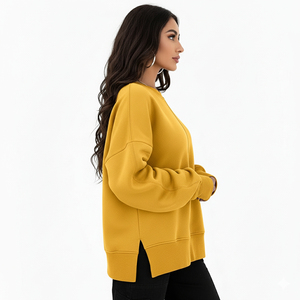 OEM ODM Women's Oversize Sweatshirt Drop Shoulder 100% Cotton Material Breathable Autumn Winter Custom Logo Women Sweatshirt - Product Image 2