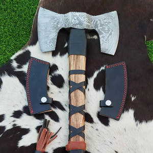 ขวานเหล็กดามัสกัสสองหัว ดีไซน์งานฝีมือแบบดั้งเดิม เครื่องมืออเนกประสงค์สำหรับงานหนัก เหมาะสำหรับการตั้งแคมป์ บุชคราฟท์ และการเอาตัวรอด - Product Image 6