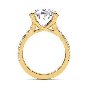 Bague de fiançailles en or rose 10K avec diamant de laboratoire rond et ovale grossi, 10,21 carats au total, bijou de mariée exceptionnel et imposant - Product Image 6