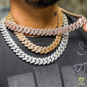 Hip Hop Style 12mm <b>VVS</b> Moissanite Diamond in 925 Sterling Silver Iced Out Cuban Link <b>Chain</b> Drop shipping Available - Product Image 3