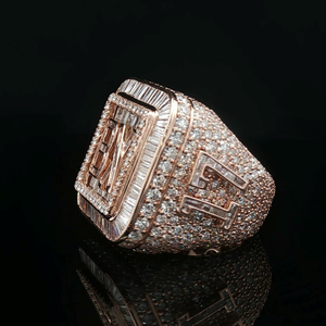 Bague signet de luxe en or rose 10 carats avec diamants, 14,73 carats, taille princesse, style cluster, pour homme, bijoux de mariage et de fête, cadeau haut de gamme - Product Image 2