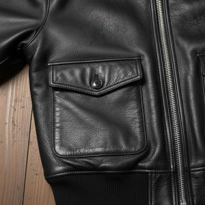 Veste en cuir avec col en fausse fourrure – Veste de motard vintage personnalisée en cuir véritable, design classique, lisse et tendance pour homme - Product Image 5