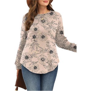 Sweat-shirt à manches longues pour femme, motif floral esthétique, sublimation haute densité, ourlet incurvé, style streetwear décontracté, vente en gros - Product Image 2