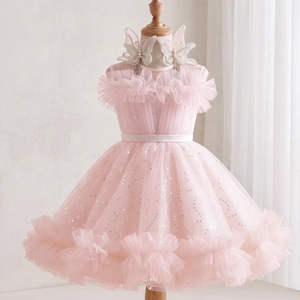 <b>Fairy</b> Butterfly Girls Princess <b>Dress</b> <b>White</b> Sparkle Tulle Ruffle Party Gown for Birthday Pageant Performance Wedding Made in Viet - Product Image 2
