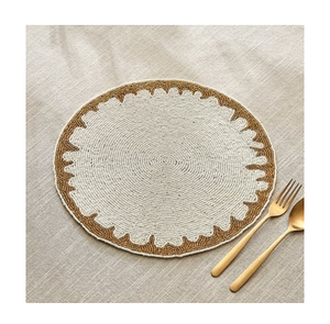 Juego de Manteles Individuales con Cuentas y Bases para Platos, Precio al por Mayor, Manteles de 450 mm de Diámetro, Diseño Azul y Blanco, Manteles con Cuentas de Primera Calidad - Product Image 3