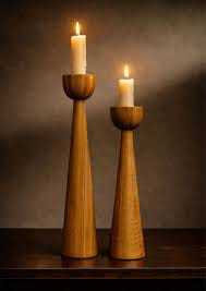 Ensemble de 3 chandeliers modernes en bois pour bougies coniques, support à bougies en bois brun, décoration de table - Product Image 2