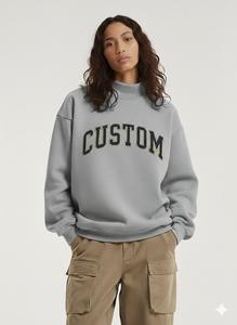 Sweat-shirt long surdimensionné pour femme, col montant, personnalisé, brodé, en polaire d'hiver, de haute qualité, épais et respirant - Product Image 4