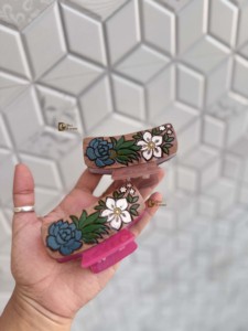 Pinzas para el Cabello de Cuero con Diseño Floral, Hechas a Mano, Estilo Vintage, Elegantes, de Cuero Genuino, para Uso Diario, Accesorios para el Cabello de Mujer - Product Image 5