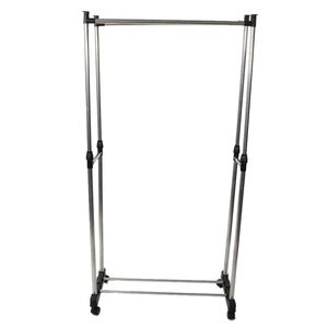 Appendiabiti a doppia barra in argento con ripiano per scarpe, supporto allungabile verticalmente per l'organizzazione domestica - Product Image 6