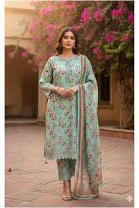 Trajes de verano listos para usar de Faisalabad: Conjuntos de lino listos para usar para mujer, ropa de diseñador de verano, trajes de lino listos para usar, shalwar kameez para damas. - Product Image 6