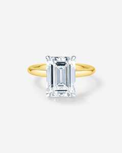 Bague de fiançailles solitaire en or massif 14k 18k avec diamant de laboratoire taille émeraude certifié IGI, CVD HPHT, vente en gros d'usine OEM - Product Image 1