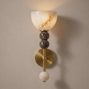Applique murale moderne en laiton avec accents en marbre, design rond, éclairage intérieur, décoration maison et bureau, Diwali, amovible - Product Image 2