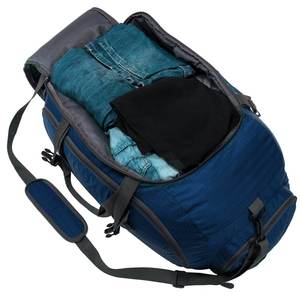 Sac de sport durable bleu et gris, sac de voyage multi-poches avec poche à chaussures dédiée et bandoulière rembourrée - Product Image 4