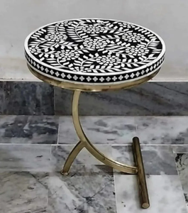 Wholesale FAIZA CRAFT Luxury Handmade Modern Style Bone Inlay Home Stool Ottoman Living Room Furniture India Bedroom Hotel - Product Image 5