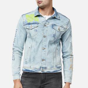 Factory Rate Direct Sale Wholesale Custom Logo Design High Quality Men's Denim Jacket Winter Casual Vintage <b>Stand</b> High Street - Product Image 1
