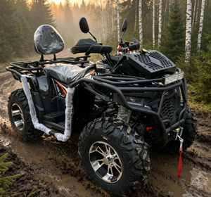 Véhicule utilitaire tout-terrain ATV UTV 400CC 4x4 EFI avec direction assistée, treuil électrique, attelage de remorquage, siège chauffant sur le guidon, charge USB - Product Image 2