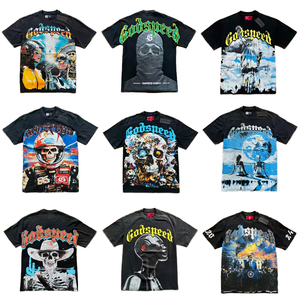 T-shirt graphique vintage surdimensionné de qualité supérieure en gros, streetwear hip-hop unisexe, personnalisable OEM - Product Image 1
