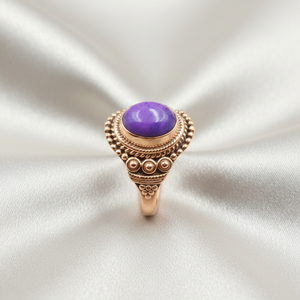Vintage Boho Purple Copper <b>Turquoise</b> <b>Ring</b> 925 Silver Statement <b>Ring</b> Oval Stone Handmade Ethnic Jewelry Gift for Women gift her - Product Image 2