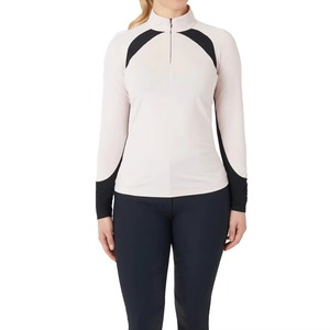 Camiseta de manga larga con cremallera de un cuarto para mujer, elegante y transpirable, ideal para equitación, establos y entrenamiento. - Product Image 1