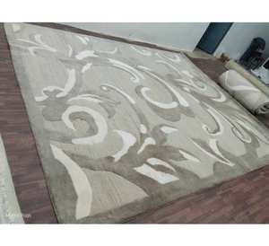 Tapis moderne abstrait à motifs floraux en beige et crème. Tapis en laine pour la décoration intérieure, tissé à la main, qualité supérieure, idéal pour la prière. - Product Image 3
