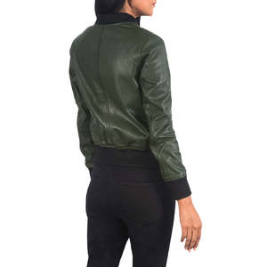 Chaqueta de moto para mujer, cuero premium, puños acanalados, cierre frontal con cremallera, estilo casual urbano, OEM ODM, venta al por mayor, chaqueta con puños con cremallera - Product Image 2
