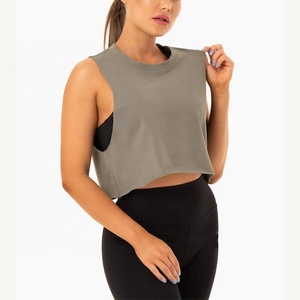 Top Corto Casual de Algodón y Elastano de Calidad Premium Personalizado para Mujer, Sin Mangas, Cuello Acanalado, Ajuste Oversize, Bajo sin Rematar - Product Image 3