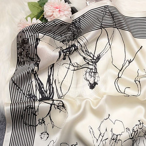 Silk Scarf Floral <b>Print</b> Pattern For Party <b>Office</b> Travel And Casual Fashion Wear Silk Scarf - Product Image 4