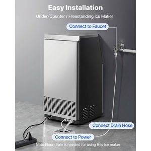Commercial <b>Kitchen</b> <b>Equipment</b> Stainless Steel 100 Lbs/24h & 30 Lbs Ice Maker Machine Built-in/Freestanding/Under Counter Design - Product Image 6
