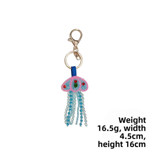 Porte-clés artisanal orné de perles, pendentif en tissu brodé floral, porte-clés décoratif brodé à la main - Product Image 2