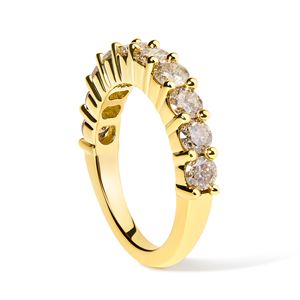 Anello a fascia per anniversario in argento sterling .925 placcato oro giallo 14K con 10 diamanti taglio brillante da 2.0 carati totali (colore J-K I1-) - Product Image 4
