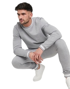 2021 New Arrival Custom Made Men's Tracksuit Skinny Jogger Fitness Fleece Sweat Suit With Ribbed Cuffs - Product Image 2
