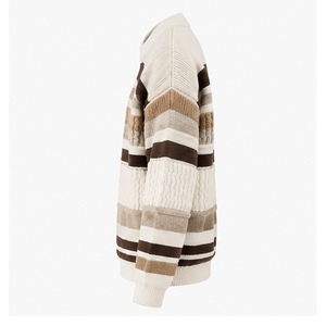 2026 Men's Striped Knitted <b>Pullover</b> <b>Sweater</b> Long Sleeve Regular Fit Autumn Wear 100% Acrylic Material - Product Image 2