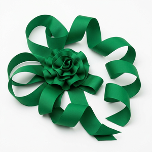 Cinta de grogrén verde de 25 mm al por mayor, 100% poliéster, resistente al encogimiento, para accesorios para el cabello, cordones, correas para bolsos, embalaje de regalos y costura. - Product Image 4