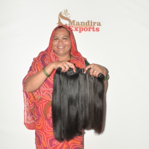Extensions de cheveux humains Remy indiens bruts, tissage double à la machine, double trame, pour femmes, double densité, lisses, noir naturel, non traités - Product Image 5