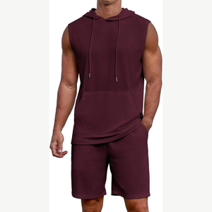 Sleeveless high quality men hoodie solid custom logo jersey spandex polyester blend breathable eco friendly gym - Product Image 4