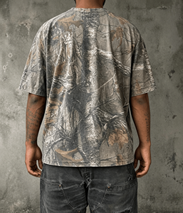 Camisetas de Verano Personalizadas de Algodón Orgánico con Estampado de Camuflaje, Cuello Redondo, Corte Cuadrado, Manga Corta, Camisetas Gráficas para Hombre - Product Image 2