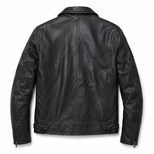 แจ็คเก็ตหนังสีดำสำหรับผู้ชายคุณภาพสูงจาก Furat Leathers - ดีไซน์แฟชั่น ระบายอากาศได้ดี กันลม คอตั้ง ปิดด้วยซิปด้านหน้า - Product Image 2