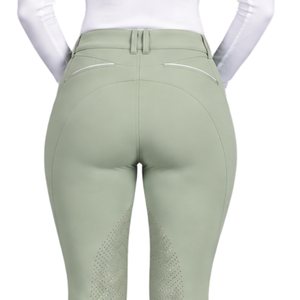 Leggings d'équitation pour femmes vert sauge, taille haute, extensibles, avec grip en silicone et assise intégrale, pour l'entraînement - Product Image 4