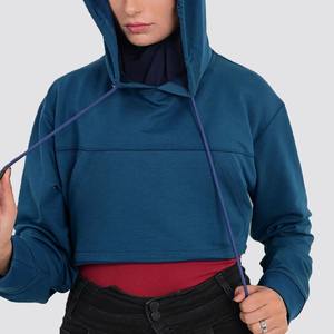 Sudadera con capucha corta de felpa francesa 100% algodón para mujer, de peso pesado y corte holgado con hombros caídos - Product Image 4