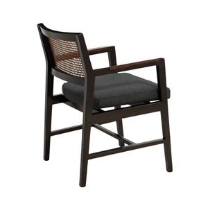 เก้าอี้ทานข้าวไม้เนื้อแข็งทันสมัยพร้อมพนักพิงหวายและเบาะหุ้มผ้าเนื้อนุ่มสำหรับเฟอร์นิเจอร์บ้านและร้านอาหาร - Product Image 4