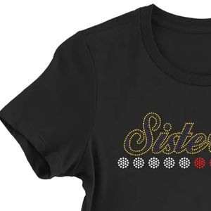 เสื้อยืดแขนสั้นคอกลมลายกรีก Black Gold Sigma Gamma Rho Sisterhood ประดับมุก 10 เม็ด ทับทิม 2 เม็ด แฟชั่นลำลองสำหรับพี่น้องสมาคม - Product Image 3
