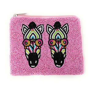 Handmade Beaded Embroidered Zipper Pouch Custom Zebra Design Coin <b>Purse</b> Compact Portable Gift Women Girls Wholesale Creative - Product Image 3