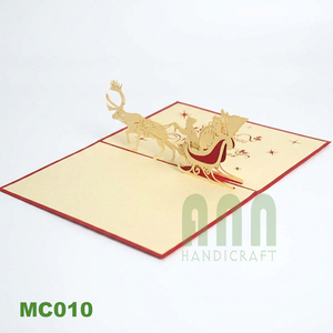 Cartes de vœux personnalisées en 3D avec impression de Père Noël, estampage à chaud doré, finition vernissage UV, papier 'Merci', souvenir de Noël - Product Image 5