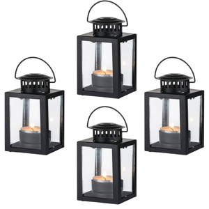 Juego de 3 Faroles de Metal Blancos Vintage, Faroles Colgantes Decorativos para Exteriores con Vidrio Templado para Decoración del Hogar y Jardín - Product Image 4