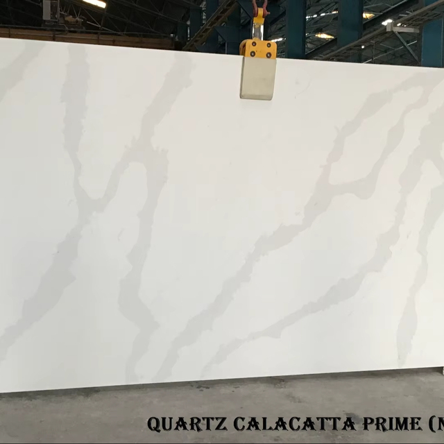 Calcutta Prime Modern Artificial Quartz Slabs for Kitchen Vanity Top Island Countertops & Hotel Use