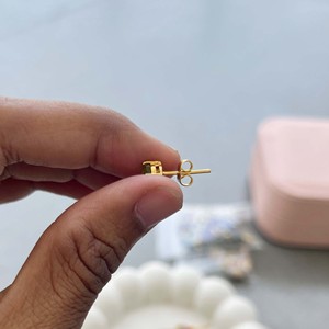 <b>Black</b> Onyx Heart <b>Stud</b> <b>Earrings</b> 5mm Gold Prong Set <b>Earrings</b> <b>Black</b> Gemstone Heart <b>Studs</b> Minimalist Dainty <b>Earrings</b> Gift for Her - Product Image 2
