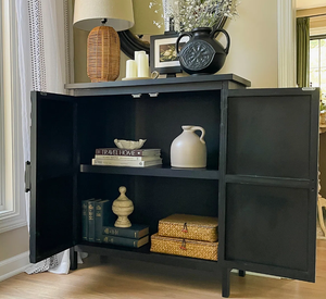 Armario de Cocina Alto de Madera Natural Moderno con Puertas Corredizas Estilo Granero, 10 Puertas Laterales, 2 Cajones y Estantes Ajustables - Product Image 2