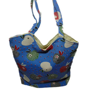 Super Quality Eco-Friendly Cotton Rope Handle Custom Logo Apple Print <b>Canvas</b> Beach Tote Bag Reusable Large Capacity Shopping - Product Image 2