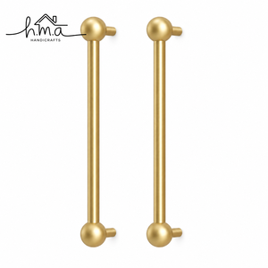 Brass <b>Gold</b> Textured Cylindrical Cabinet Handle with Polished Silver Ball Base Modern Round <b>Drawer</b> <b>Pull</b> Handle for Furniture - Product Image 3